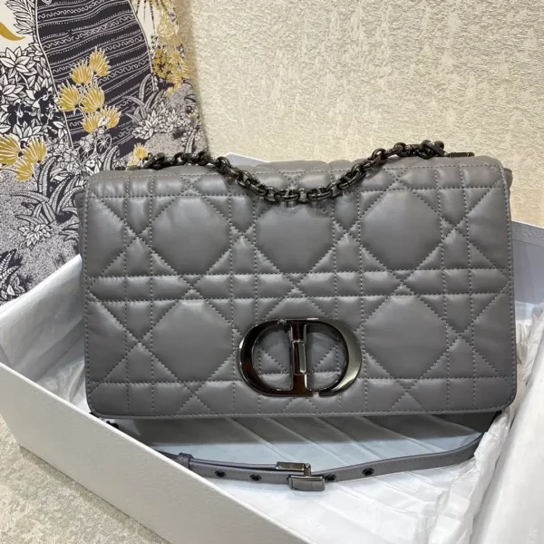 1:1 Replica Christian Dior Large Dior Caro Bag Grey Padded Macrocannage, Dark Grey, For Women Women’s Handbags, Crossbody Bags, 28cm CD