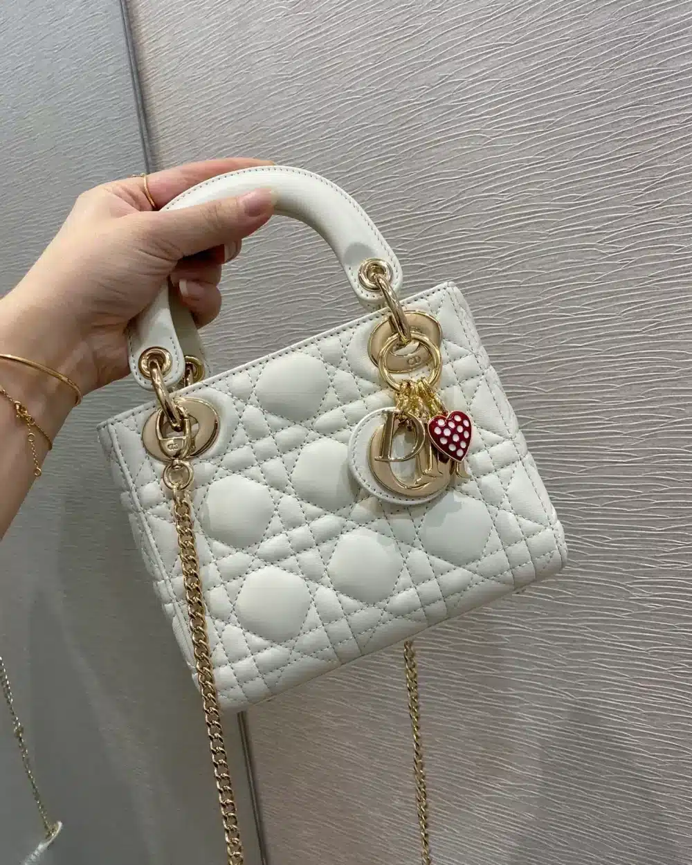 1:1 Replica Christian Dior Mini Lady Dior Bag White For Women 6.5in/17cm CD M0505SLOI