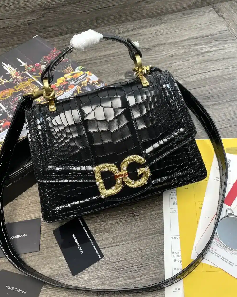 Dolce & Gabbana Print DG Girls Bag Black For Women 10.6in/27cm DG