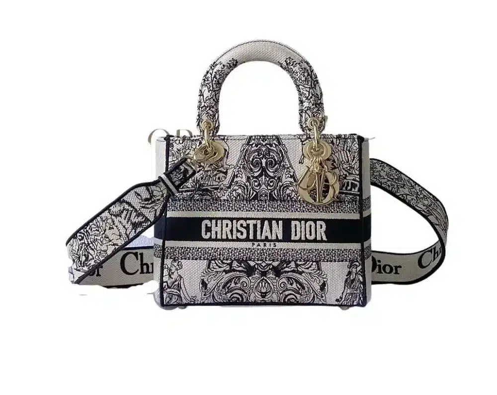 1:1 Replica Medium Lady D-Lite Bag White For Women 9.5in/ 24cm