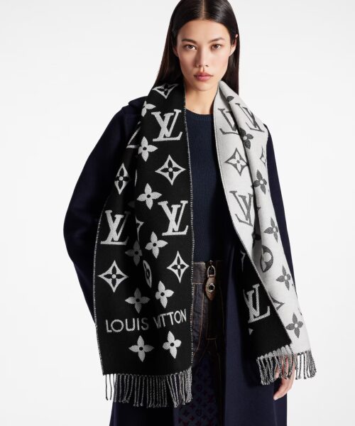 LV Essential Monogram Black/White Scarf