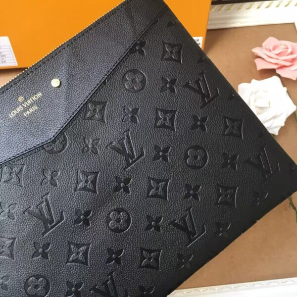 1:1 Replica Louis Vuitton Pochette Melanie MM Monogram Empreinte Black For Women, Women's Wallets 11.6in/29.5cm LV