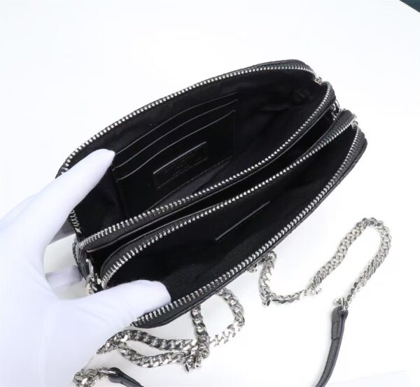 [REP 1:1] Saint Laurent Becky Double-Zip Pouch Black For Women 7.5in/19cm YSL