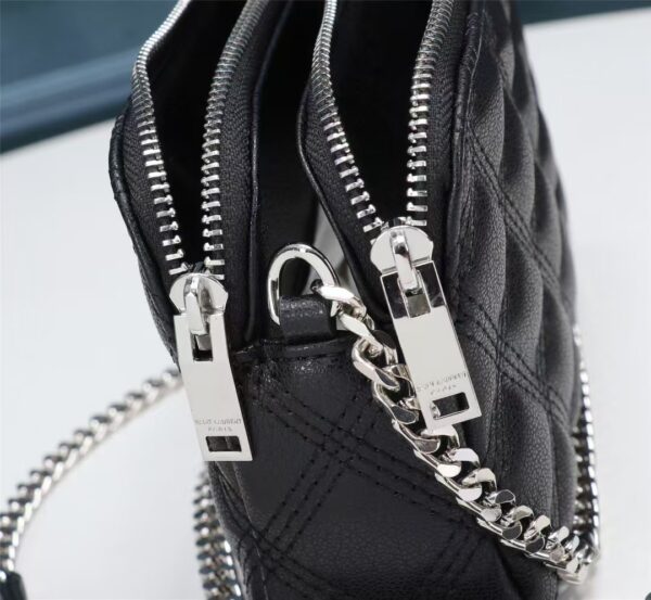 [REP 1:1] Saint Laurent Becky Double-Zip Pouch Black For Women 7.5in/19cm YSL