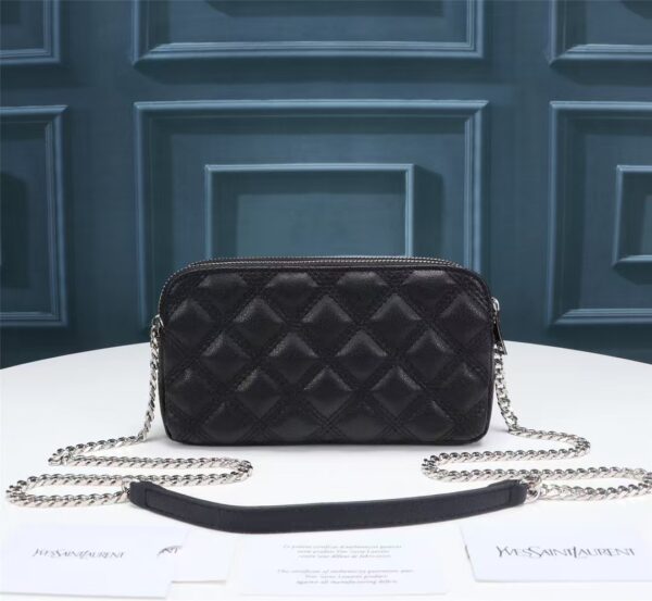 [REP 1:1] Saint Laurent Becky Double-Zip Pouch Black For Women 7.5in/19cm YSL