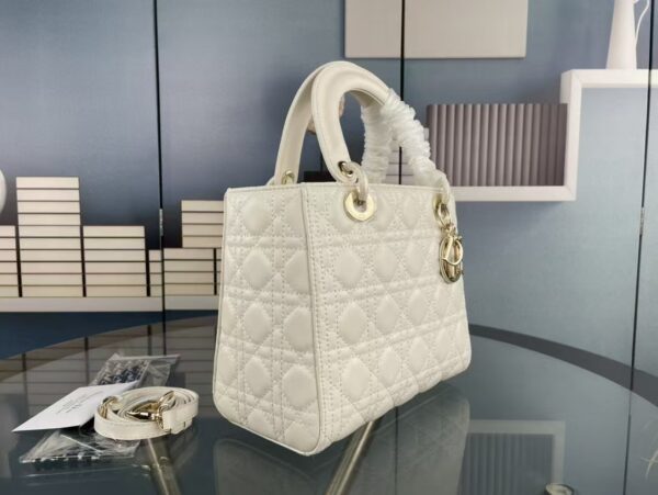 1:1 Replica Christian Dior Medium Lady Dior Bag Hardware White For Women 24cm/9in CD