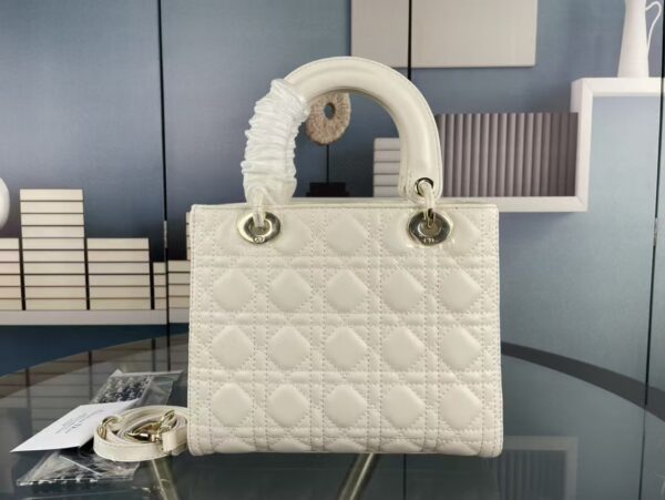 1:1 Replica Christian Dior Medium Lady Dior Bag Hardware White For Women 24cm/9in CD