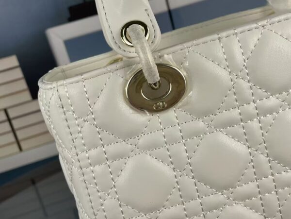 1:1 Replica Christian Dior Medium Lady Dior Bag Hardware White For Women 24cm/9in CD