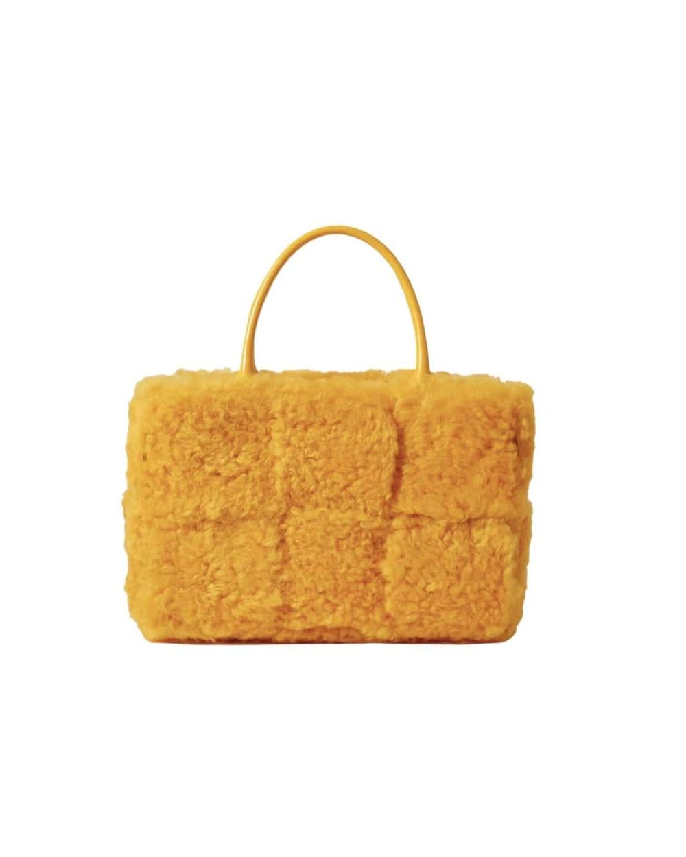 Arco Small Trimmed Intrecciato Shearling Tote Yellow For Women 17411127377168821