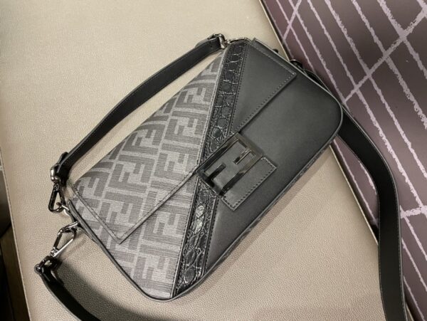 1:1 Replica Baguette FF Fabric And Exotic Bag Black For Women 10.5 in/27cm 7VA572ALWIF1DYM