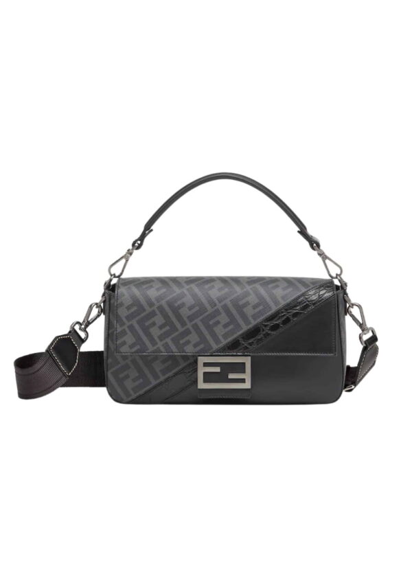 1:1 Replica Baguette FF Fabric And Exotic Bag Black For Women 10.5 in/27cm 7VA572ALWIF1DYM