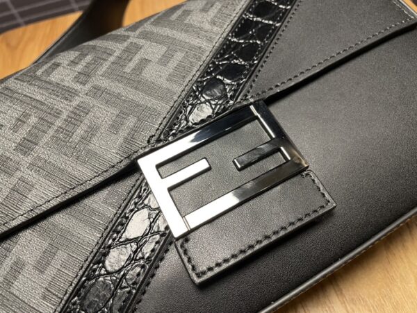 1:1 Replica Baguette FF Fabric And Exotic Bag Black For Women 10.5 in/27cm 7VA572ALWIF1DYM