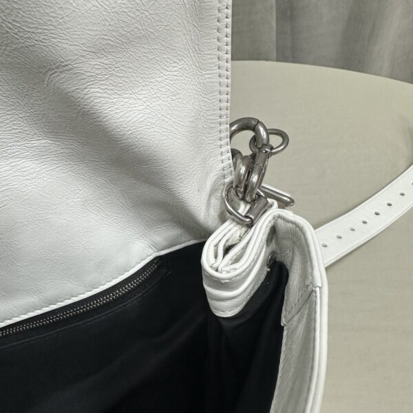 Balenciaga BB Soft Large Flap Bag White/Black For Women 14.2in/36cm 7484882AAIY9001