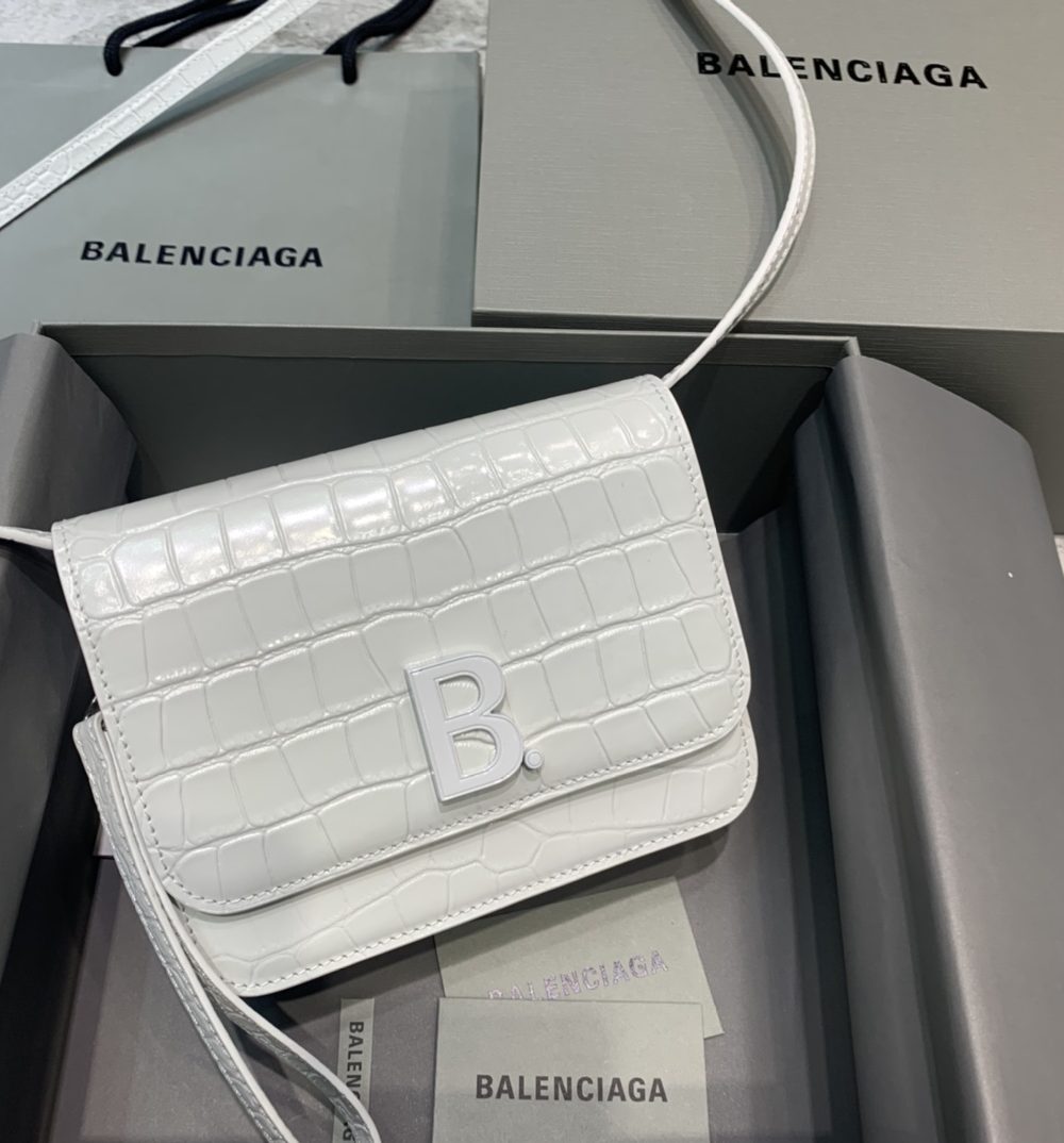 Balenciaga Bolso Bandolera B In White, For Women, Women's Bags 7in/18cm