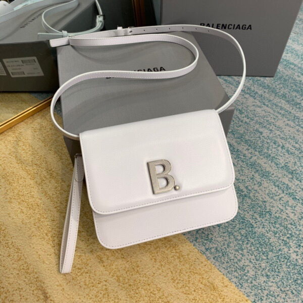 Balenciaga Bolso Bandolera B In White, For Women, Women's Bags 7in/18cm