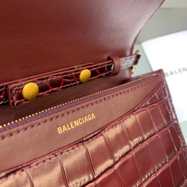 Balenciaga Croc Embossed Patent B Bag With Chain In Dark Red, For Women, Women's Bags 7.9in/20cm