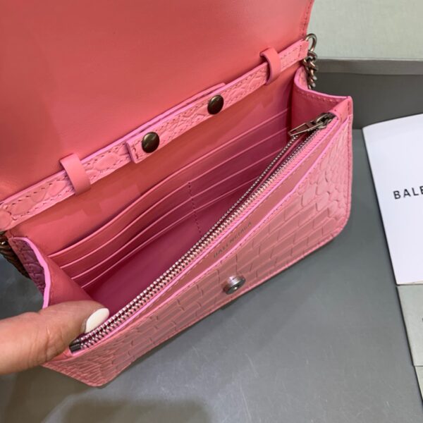 Balenciaga Croc Embossed Patent B Bag With Chain In Pink, For Women, Women's Bags 7.9in/20cm