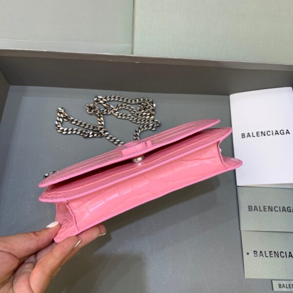 Balenciaga Croc Embossed Patent B Bag With Chain In Pink, For Women, Women's Bags 7.9in/20cm