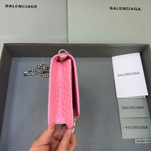 Balenciaga Croc Embossed Patent B Bag With Chain In Pink, For Women, Women's Bags 7.9in/20cm