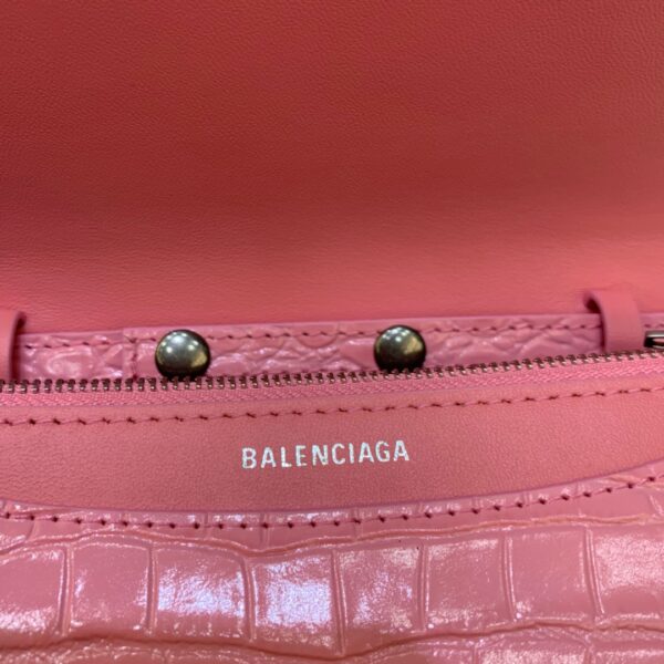 Balenciaga Croc Embossed Patent B Bag With Chain In Pink, For Women, Women's Bags 7.9in/20cm