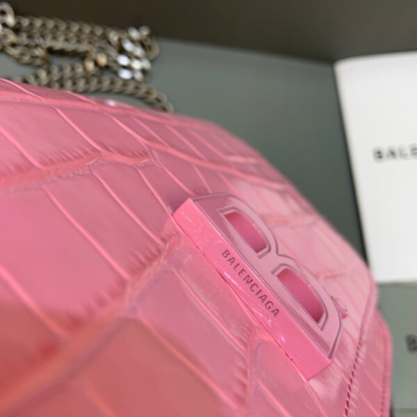 Balenciaga Croc Embossed Patent B Bag With Chain In Pink, For Women, Women's Bags 7.9in/20cm