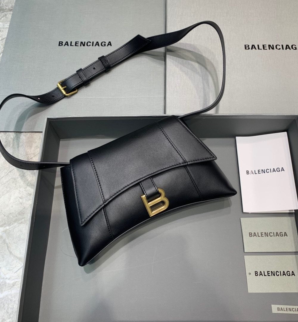 Balenciaga Downtown XS Shoulder Bag In Black, For Women, Women's Bags 10in/25cm
