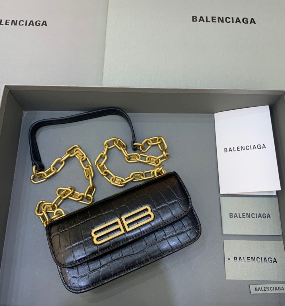 Balenciaga Gossip Small On Chain Shoulder Bag Black, For Women, Women's Bags 7.4in/19cm
