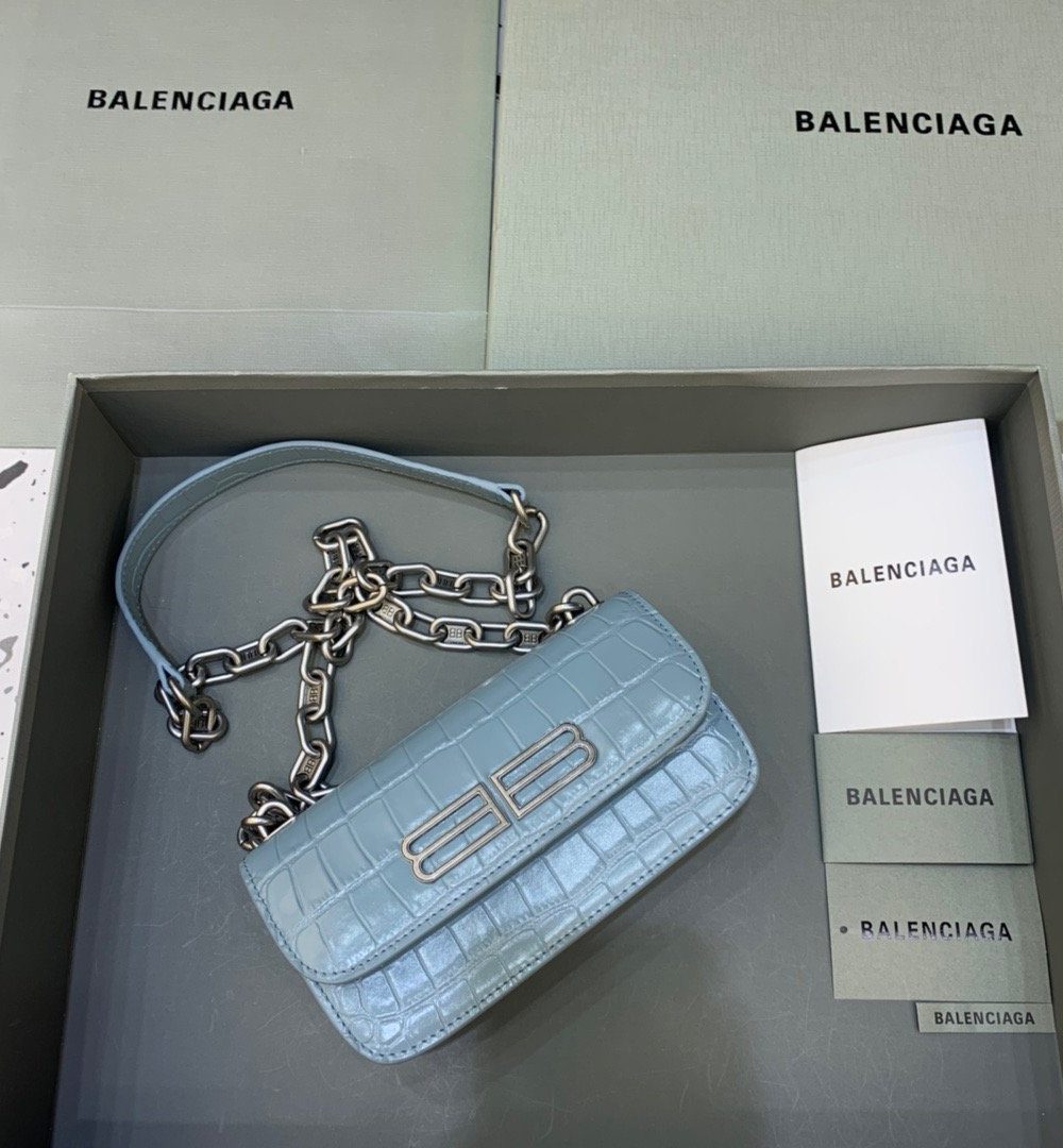 Balenciaga Gossip Small On Chain Shoulder Bag Blue, For Women, Women's Bags 7.4in/19cm