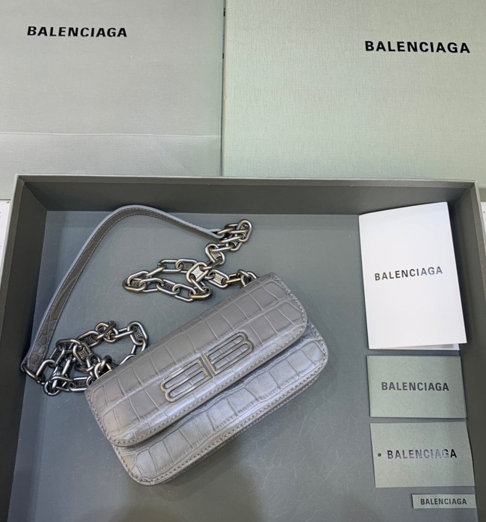 Balenciaga Gossip Small On Chain Shoulder Bag Gray, For Women, Women's Bags 7.4in/19cm