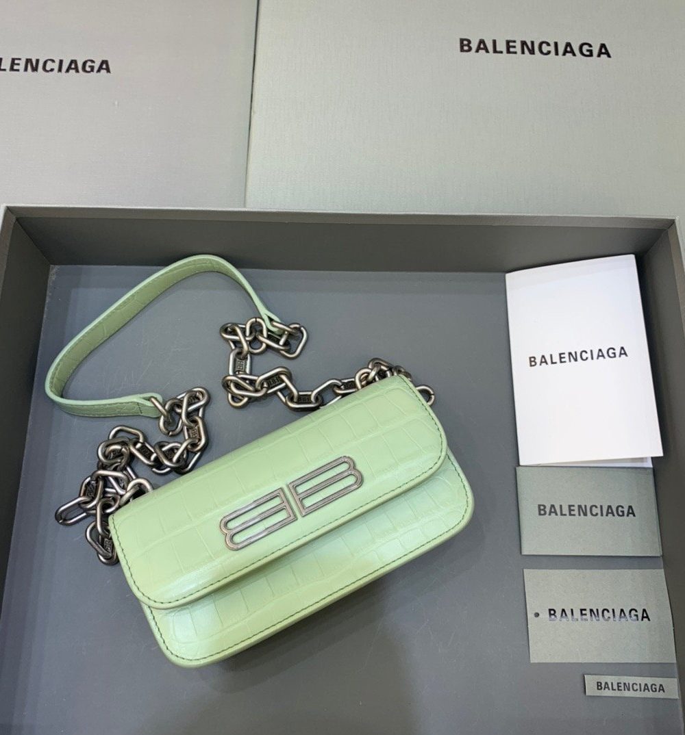 Balenciaga Gossip Small On Chain Shoulder Bag Light Green, For Women, Women's Bags 7.4in/19cm