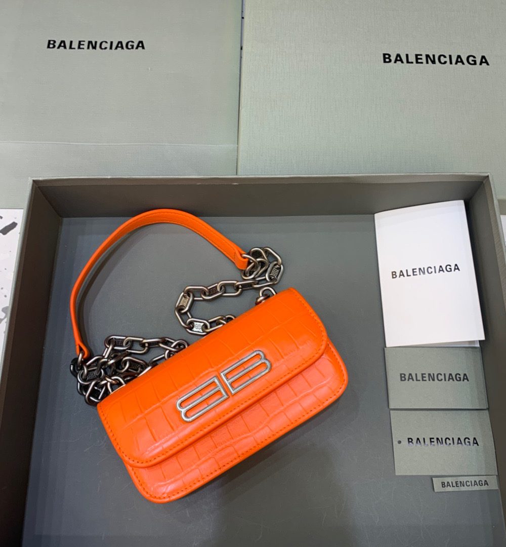 Balenciaga Gossip Small On Chain Shoulder Bag Orange, For Women, Women's Bags 7.4in/19cm