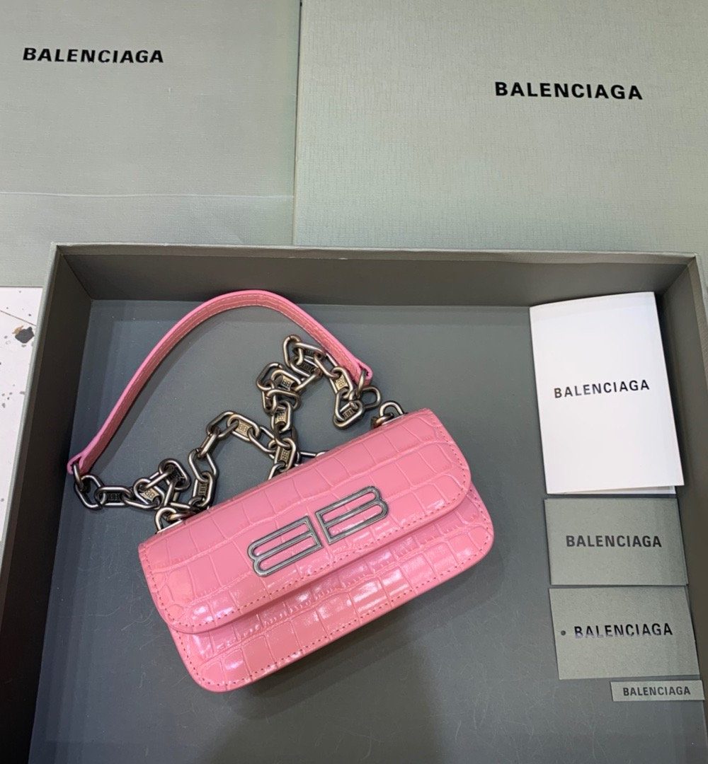 Balenciaga Gossip Small On Chain Shoulder Bag Pink, For Women, Women's Bags 7.4in/19cm