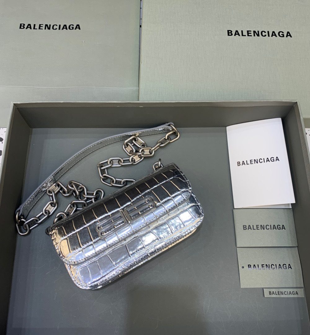 Balenciaga Gossip Small On Chain Shoulder Bag Sliver, For Women, Women's Bags 7.4in/19cm
