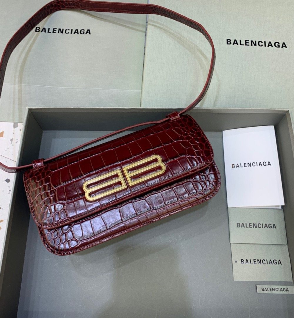 Balenciaga Gossip Small Shoulder Bag Dark Red, For Women, Women's Bags 9.1in/23cm