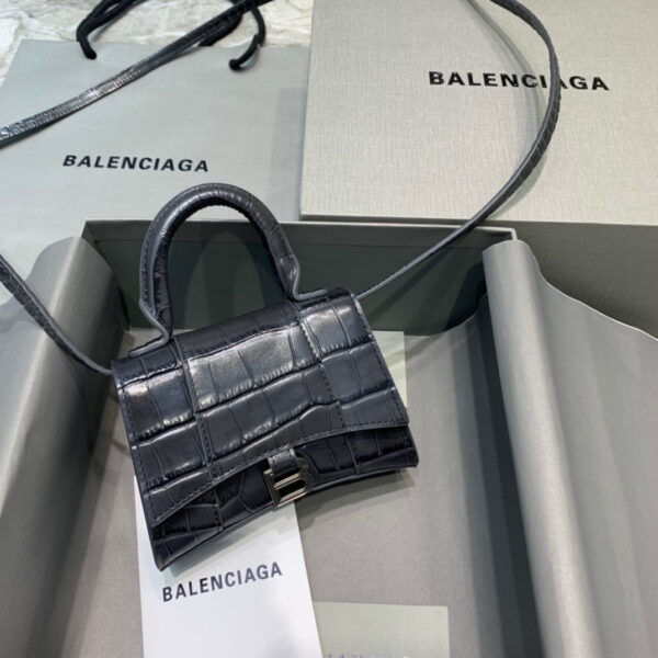 Balenciaga Hourglass Mini Handbag In Black, For Women, Women's Bags 4.7in/12cm