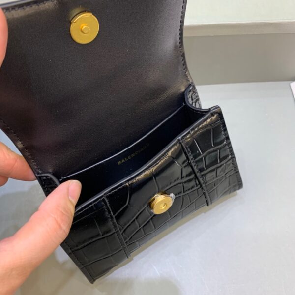 Balenciaga Hourglass Mini Handbag With Chain In Black, For Women, Women's Bags 4.7in/12cm