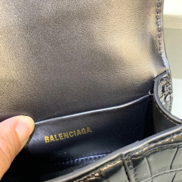 Balenciaga Hourglass Mini Handbag With Chain In Black, For Women, Women's Bags 4.7in/12cm