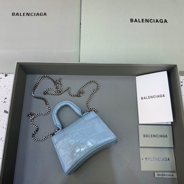Balenciaga Hourglass Mini Handbag With Chain In Blue, For Women, Women's Bags 4.7in/12cm