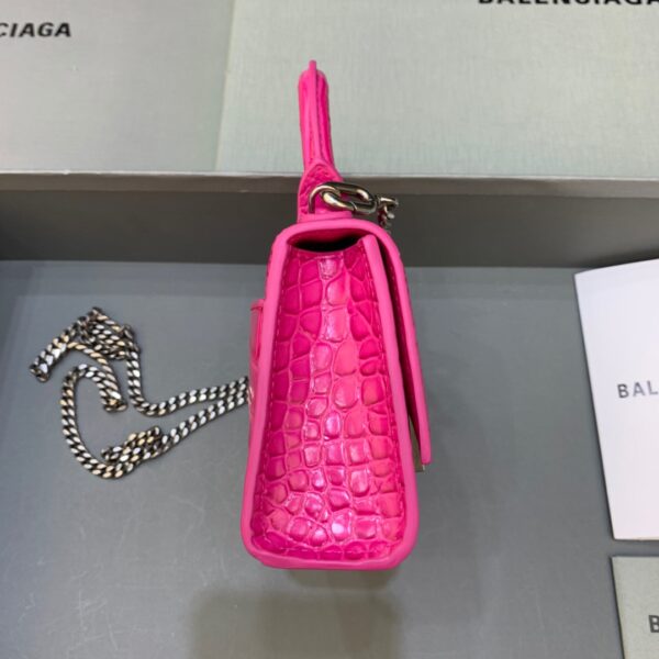 Balenciaga Hourglass Mini Handbag With Chain In Dark Pink, For Women, Women's Bags 4.7in/12cm