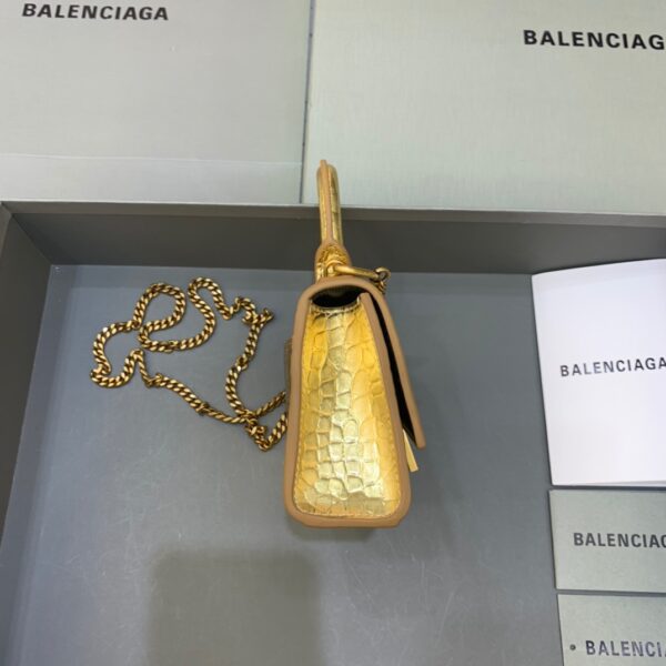 Balenciaga Hourglass Mini Handbag With Chain In Gold, For Women, Women's Bags 4.7in/12cm 6646761S49M8005