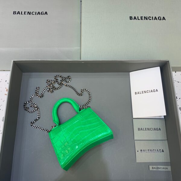 Balenciaga Hourglass Mini Handbag With Chain In Green, For Women, Women's Bags 4.7in/12cm