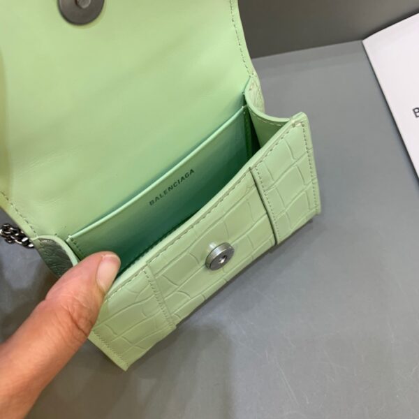 Balenciaga Hourglass Mini Handbag With Chain In Light Green, For Women, Women's Bags 4.7in/12cm