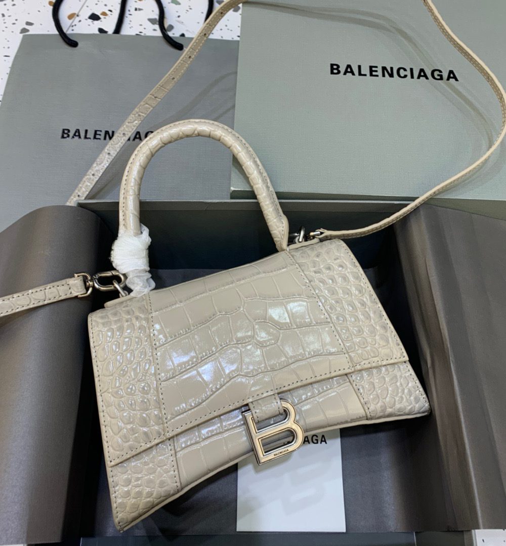 Balenciaga Hourglass Small Handbag In Beige, For Women, Women's Bags 9in/23cm