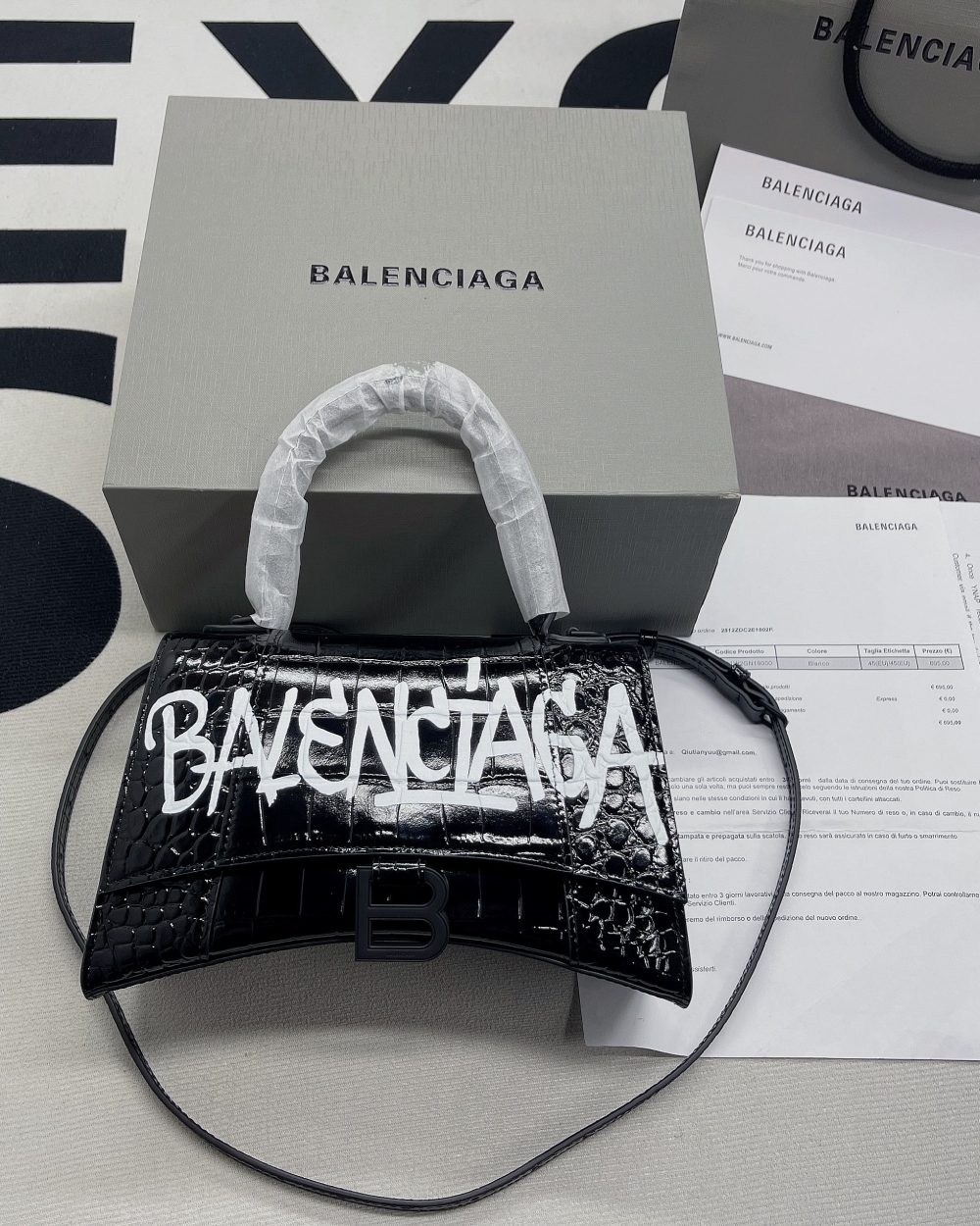 Balenciaga Hourglass Small Handbag In Black, For Women, Women's Bags 9in/23cm