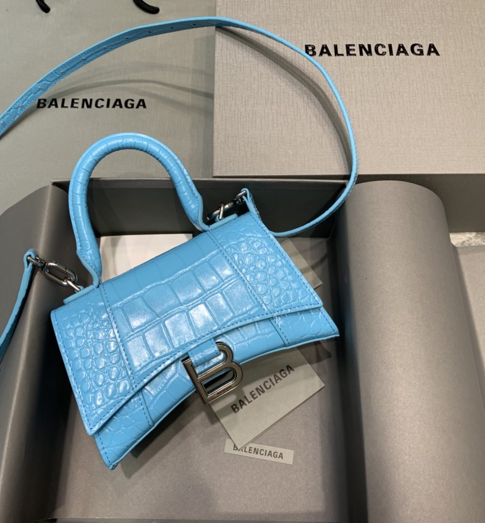 Balenciaga Hourglass Small Handbag In Blue, For Women, Women's Bags 9in/23cm