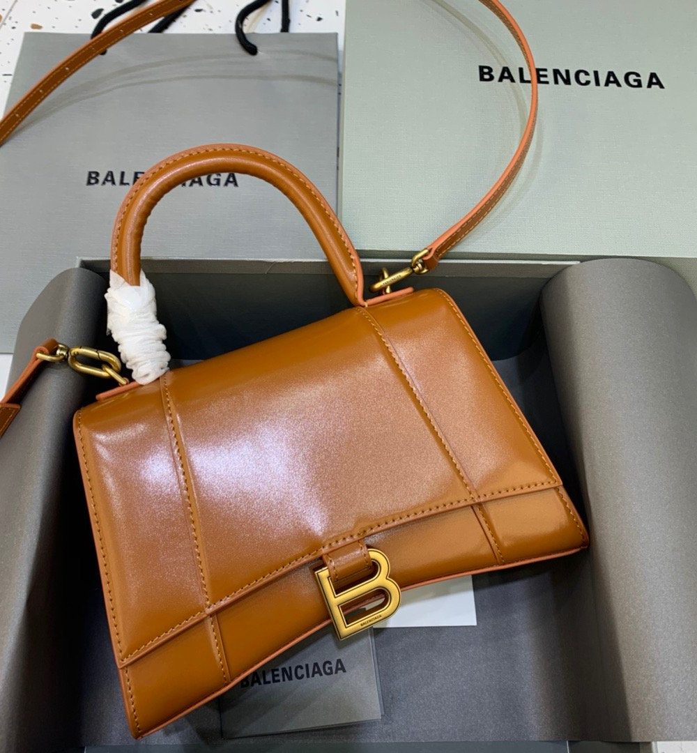 Balenciaga Hourglass Small Handbag In Brown, For Women, Women's Bags 9in/23cm