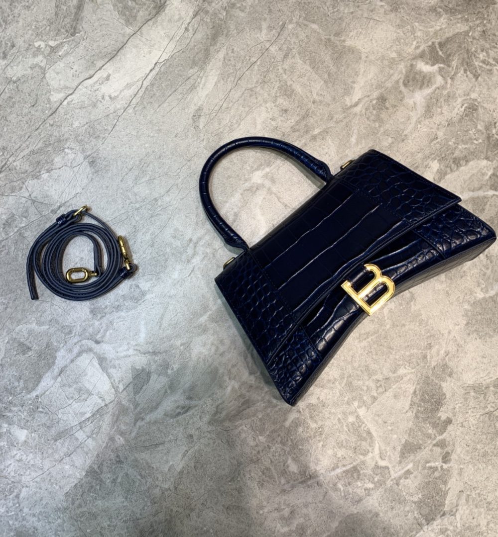 Balenciaga Hourglass Small Handbag In Dark Blue, For Women, Women's Bags 9in/23cm 5935461LRGM4611