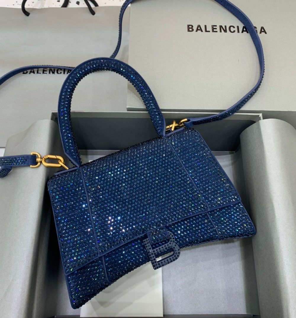 Balenciaga Hourglass Small Handbag In Dark Blue, For Women, Women's Bags 9in/23cm
