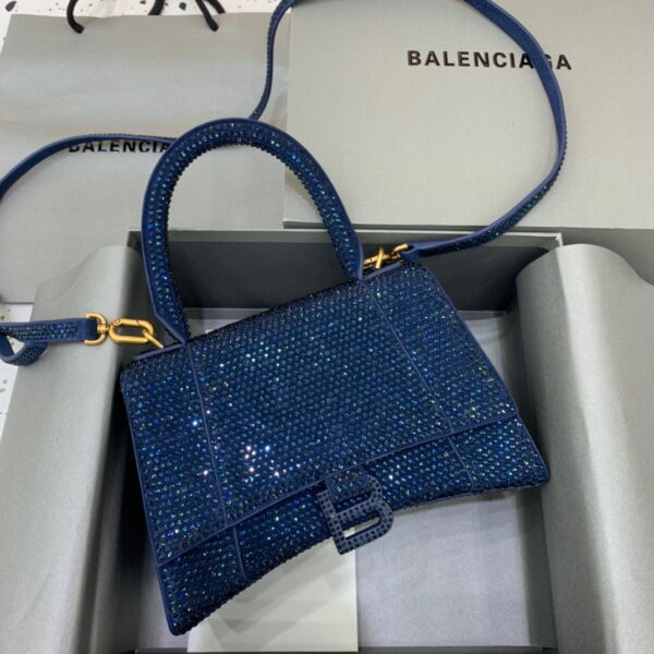 Balenciaga Hourglass Small Handbag In Dark Blue, For Women, Women's Bags 9in/23cm