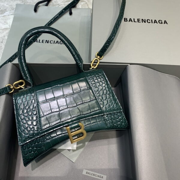 Balenciaga Hourglass Small Handbag In Dark Green, For Women, Women's Bags 9in/23cm